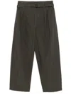 Lemaire Cotton Trousers With Back Pockets And Pleated Front In Brown