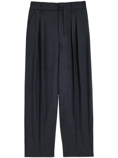 Lemaire Belted Pleated Trousers In Grey