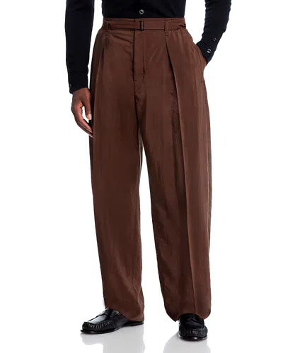 Lemaire Belted Relaxed Fit Pants In Brown