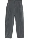 Lemaire Gray Belted Relaxed Trousers In Bk991 Asphalt