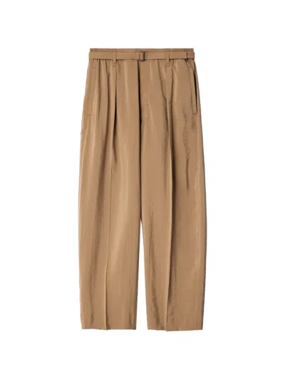 Lemaire Belted Relaxed Pants In Dry-silk In Brown