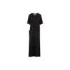 Lemaire Belted Cotton Maxi T-shirt Dress In Bk998 Squid Ink