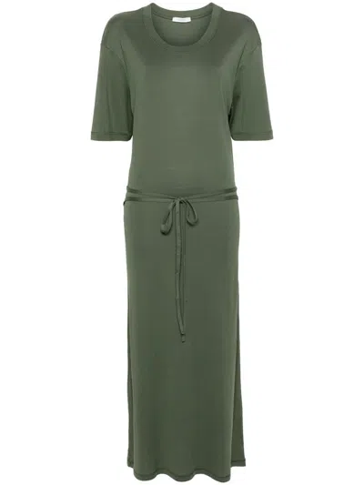 Lemaire Green Belted Midi Dress In Smoky Green