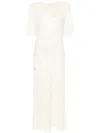 Lemaire Belted Rib Dress Light Cream In Yellow & Orange