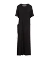 Lemaire Belted Cotton Maxi T-shirt Dress In Black