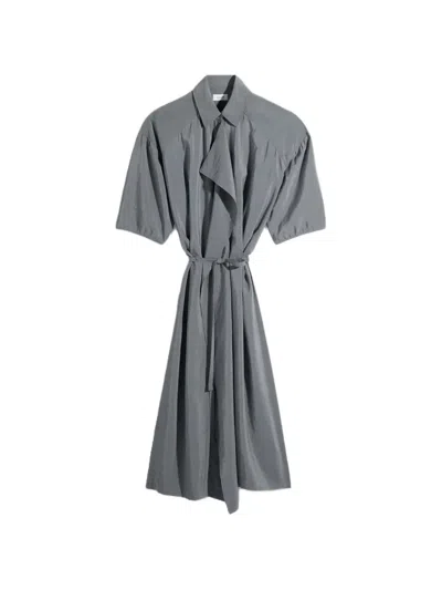 Lemaire Gray Asymmetrical Shirt Midi Dress In Bk991 Asphalt