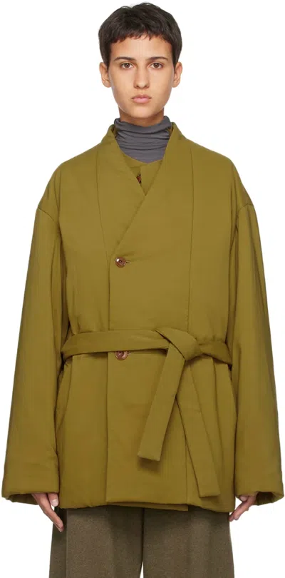 Lemaire Belted Single-breasted Jacket In Brown