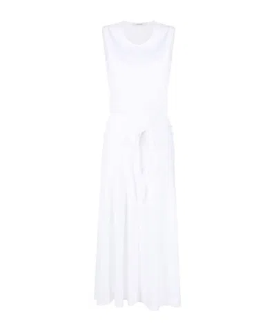 Lemaire Belted Sleeveless Cotton Dress In White