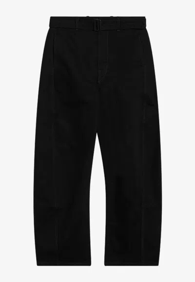 Lemaire Belted Straight-leg Pants In Black