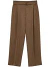 Lemaire Belted Straight-leg Tailored Trousers In Brown