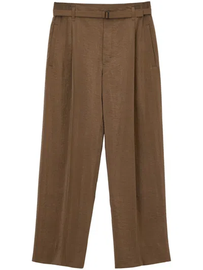 Lemaire Belted Straight-leg Tailored Trousers In Br425 Havana