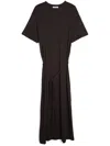 Lemaire Belted Cotton Maxi T-shirt Dress In Bk998_squid Ink