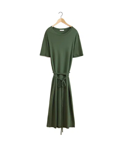 Lemaire Belted T-shirt Maxi Dress In Green