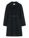 Lemaire Belted Tailored Coat Clothing In Black