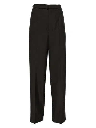 Lemaire Belted Tailored Pants In Black