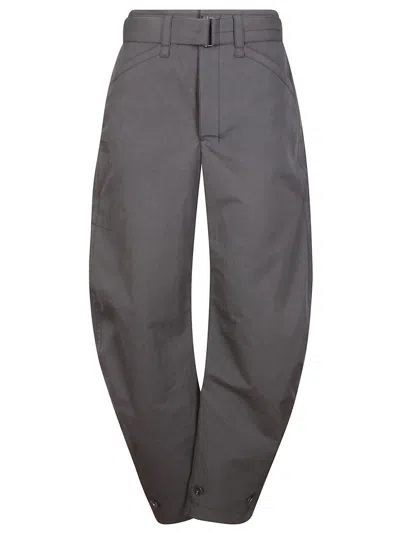 Lemaire Belted Tapered Pants In Anthracite Brown