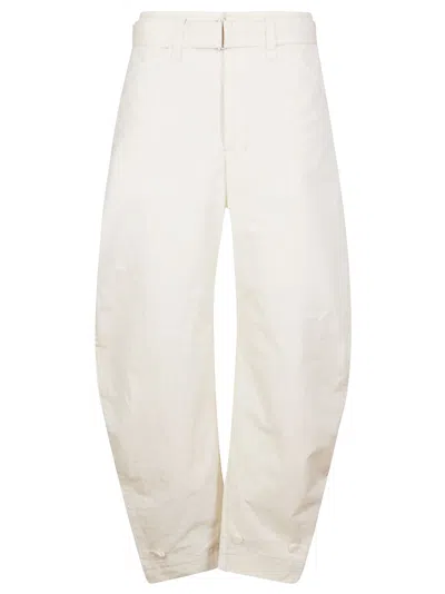 Lemaire Neutral Belted Tapered-leg Trousers In White