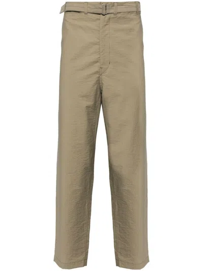 Lemaire Belted Tapered Trousers In Neutrals