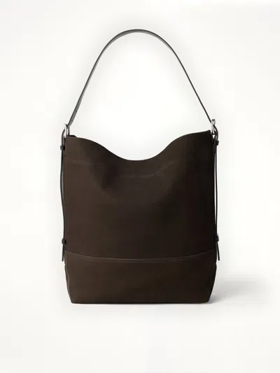 Lemaire Belted Tote Alpaca Nubuck In Brown