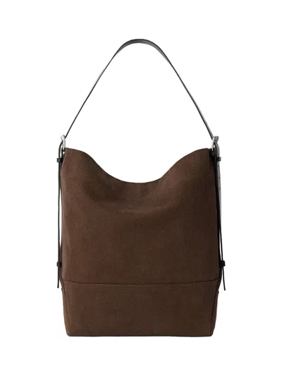 Lemaire Belted Tote Bag Dark Chocolate