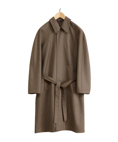 Lemaire Belted Trench Coat In Brown