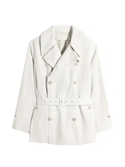 Lemaire Belted Trench Coat In White