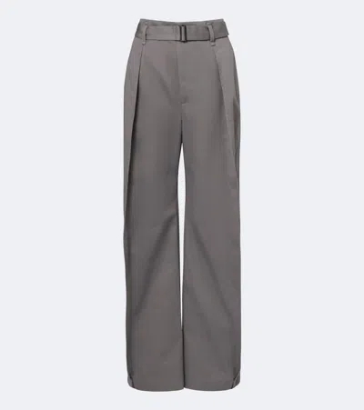 Lemaire Belted Twill Wide-leg Pants In Gray