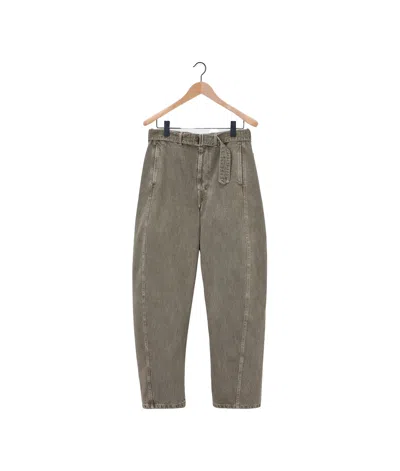 Lemaire Belted Twisted Jeans In Gray