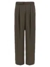 Lemaire Pleated Waistband Trousers With Practical Pockets In Gray