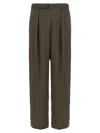 Lemaire Pleated Waistband Trousers With Practical Pockets In Brown