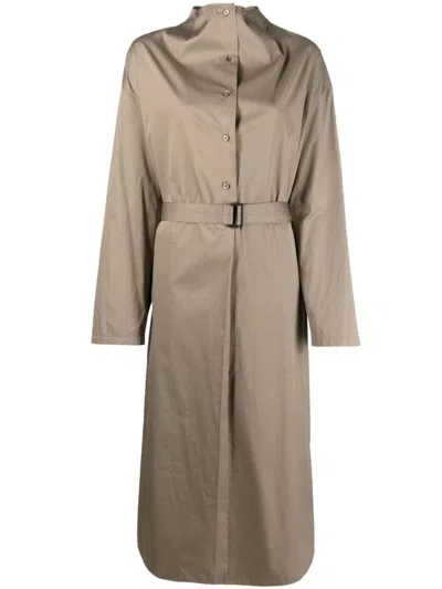 Lemaire Cotton Belted-waist Dress In Green