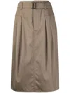 Lemaire Belted-waist Pleated Midi Skirt In 褐色