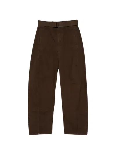 Lemaire Belted Wide-leg Jeans In Brown