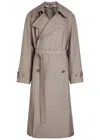 Lemaire Belted Woven Trench Coat In Brown