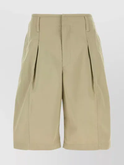 Lemaire Bermuda Shorts With Pleated Design And Pockets In Neutral