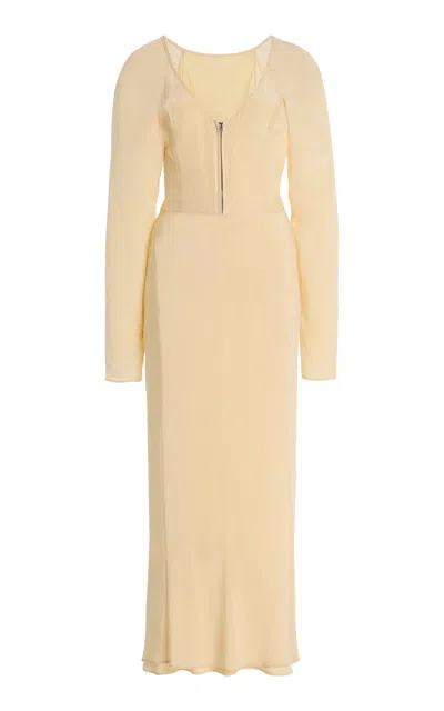 Lemaire Bias Cut Silk Dress In Neutral