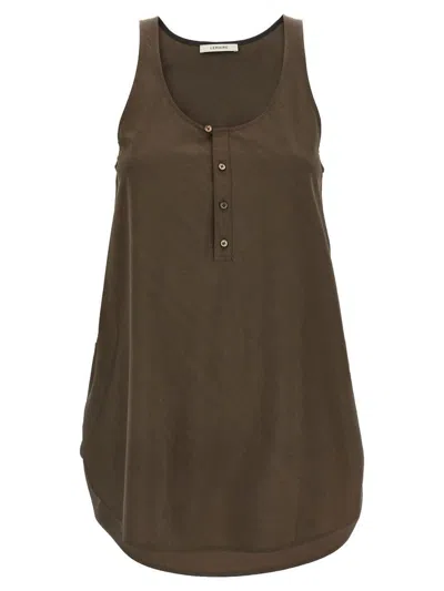 Lemaire Tank Top With Bias Cut And Scoop Hem In Brown