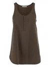 Lemaire Tank Top With Bias Cut And Scoop Hem In Brown