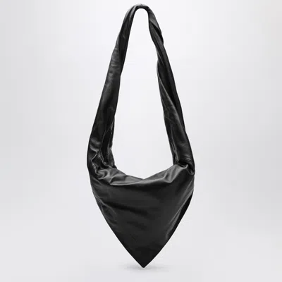 Lemaire Scarf Bag In Black/brown Leather