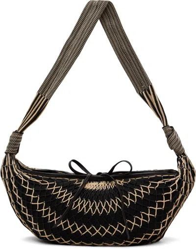 Lemaire Black & Beige Croissant Filt Bag