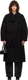 Lemaire Wool Coat In Bk999 Black