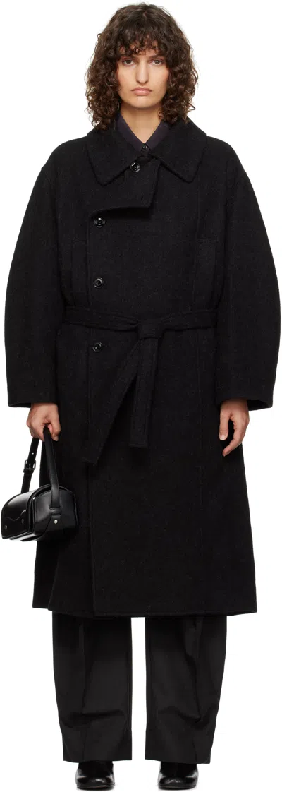 Lemaire Wool Coat In Bk Black