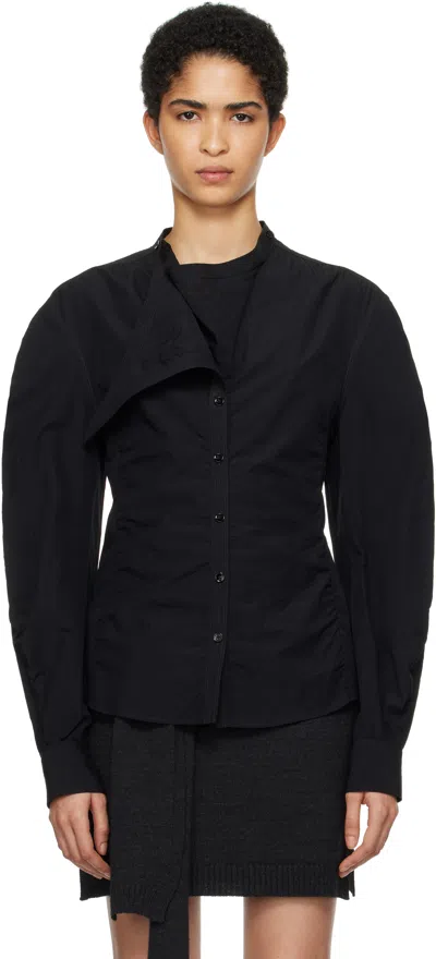 Lemaire Black Asymmetrical Fitted Blouse