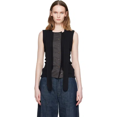 Lemaire Black Asymmetrical Fitted Tank Top In Multi