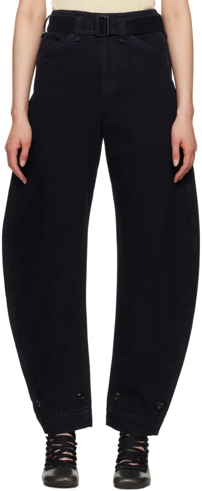 Lemaire Black Belted Jeans In Bl803 Midnight