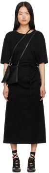 Lemaire Black Belted Midi Dress In Bk999 Black