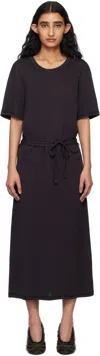 Lemaire Black Belted Rib T-shirt Midi Dress In Bk998 Squid Ink