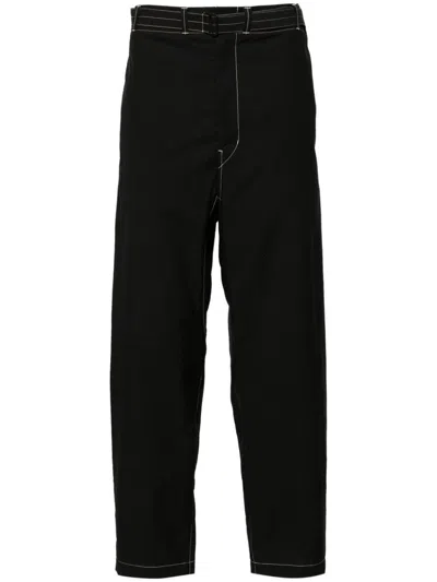 LEMAIRE BLACK BELTED TAPERED-LEG TROUSERS