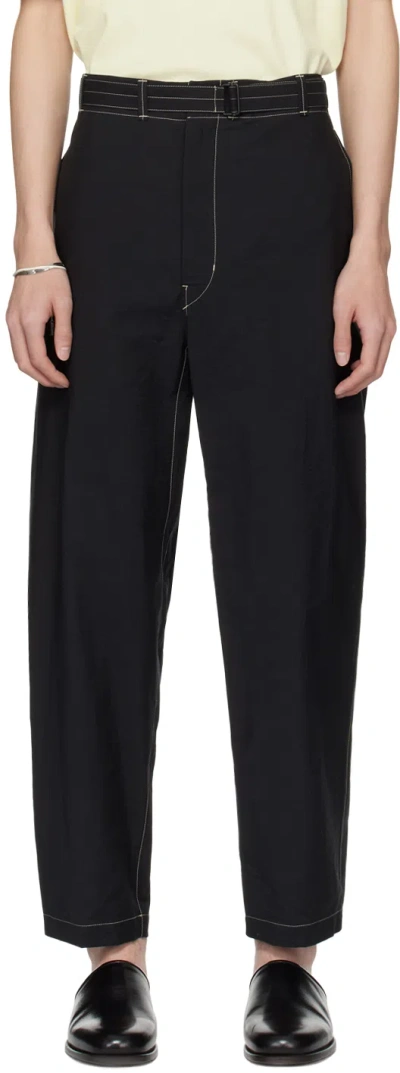 Lemaire Cotton-blend Tapered Pants In Black