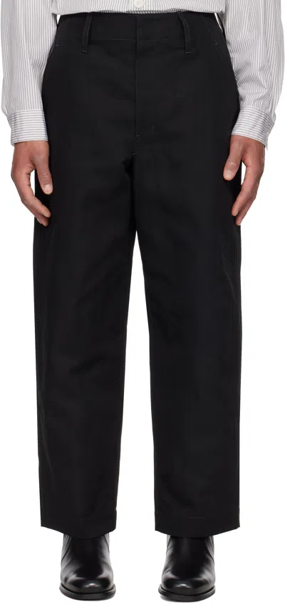 Lemaire Black Big Chino Trousers In Bk999 Black